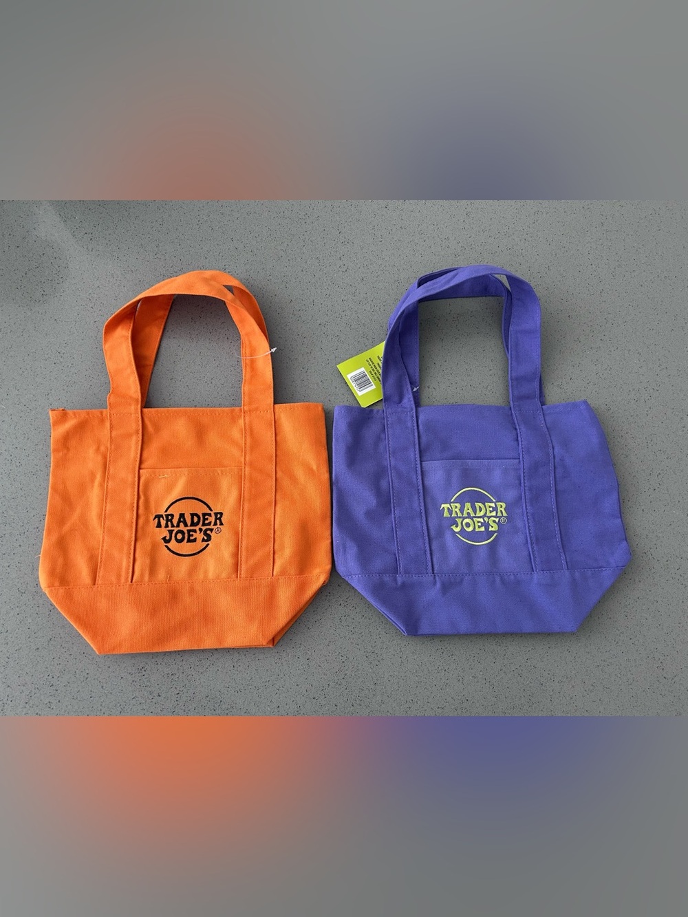 Trader Joe's Canvas Tote Bag in Orange and Purple - Picture 2 of 8